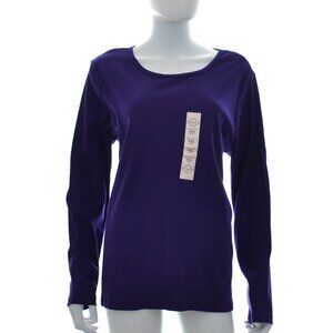 NWT St. John's Bay Melrose Purple Long Sleeve Round Neck Shirt